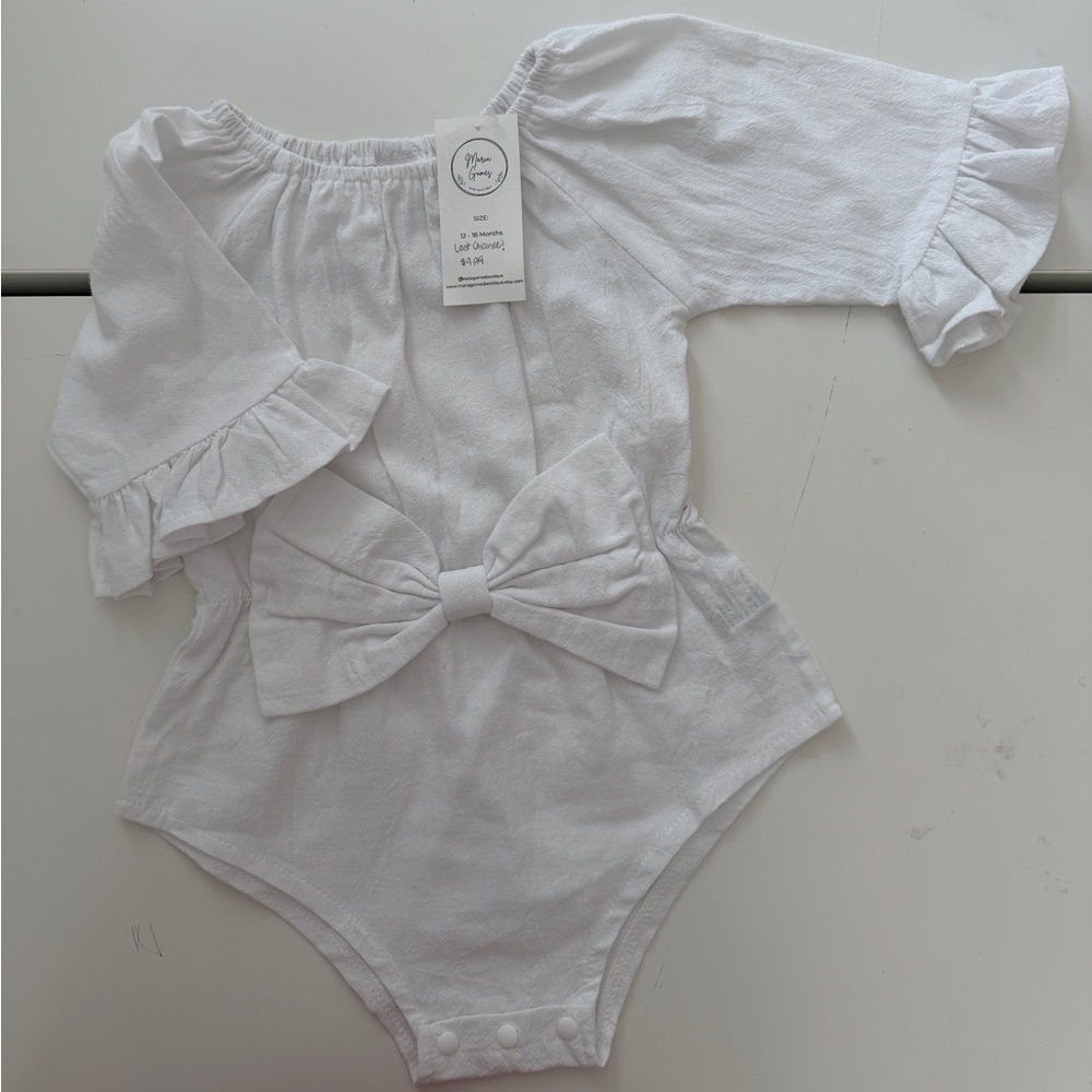 White Ruffled Kids One Piece